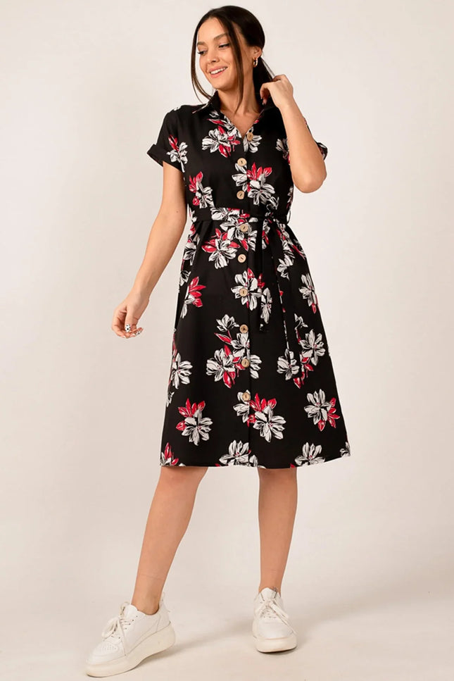 UNICORN Women's floral dress dark green black s m l xl