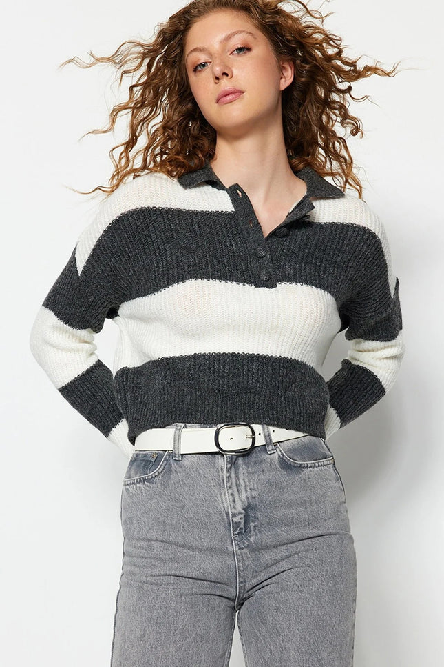 UNICORN Women's sweater striped black beige green dark blue brown gray s m l