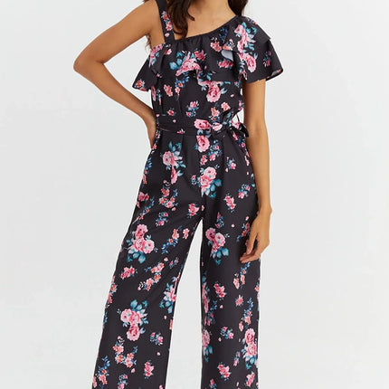 UNICORN Women's jumpsuit flowers black s m l