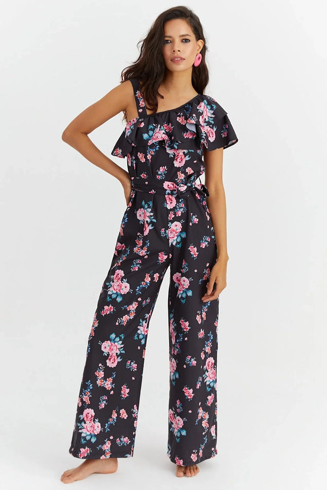 UNICORN Women's jumpsuit flowers black s m l