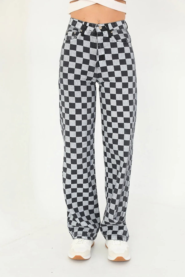 UNICORN Women's trousers checked block black grey xs s m l xl