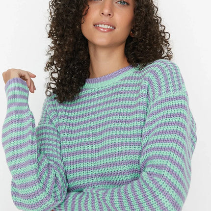 UNICORN Women's sweater striped purple orange black s m l