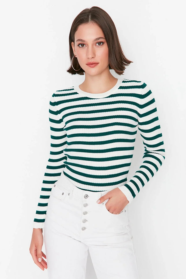UNICORN Women's sweater striped purple beige pink green orange black white blue dark blue red s m l