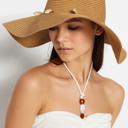 UNICORN Women's hat straw brown black one size