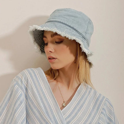 UNICORN Women's hat denim beige blue one size