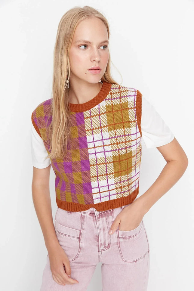 UNICORN Women's sweater striped brown colored s m l
