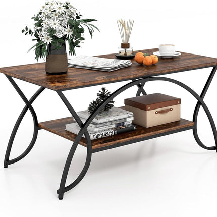 UNICORN Coffee Table, Coffee Table with Storage 100 X 50 X 45 Cm (Vintage Brown-Black)
