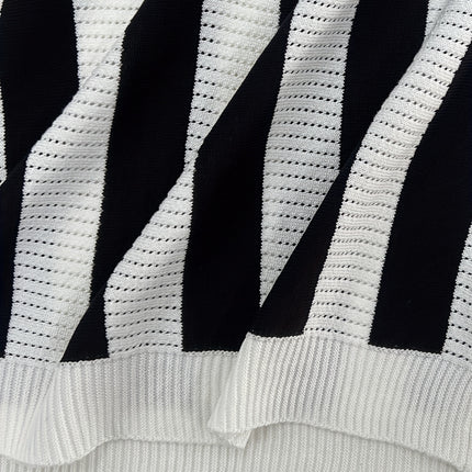 UNICORN Color-Blocked Hollowed-Out Striped Knit Polo Shirt for Men xs s m l xl xxl