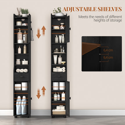 UNICORN Modern Narrow Tall Bathroom Vanity with Double Doors & Single Drawer
