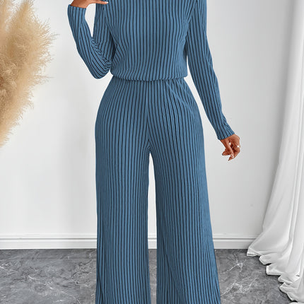 UNICORN Womens Elegant Long Sleeve Wide Leg Body Suit with Clavicle Collar s m l xl