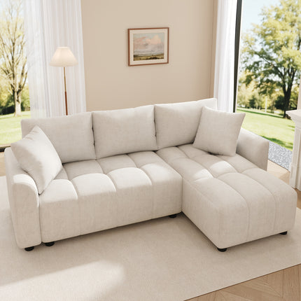 UNICORN Three-seater Fabric Sofa Convertible into L-shaped Corner Sofa Beige