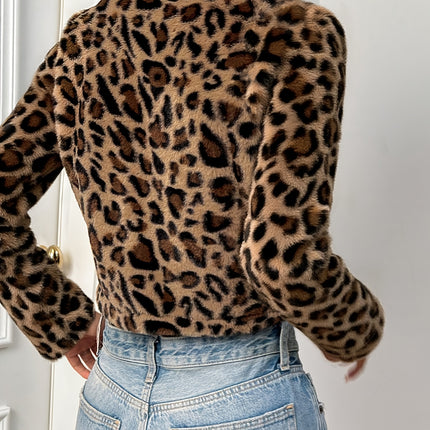 UNICORN Women'S Leopard Print Zip-Up Jacket Long Sleeve Winter Coat xs s m l xl xxl