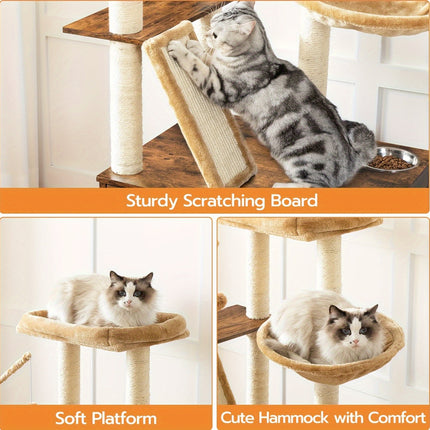 UNICORN Indoor Cat Condo Featuring a Tree with Toys Brown Gray White