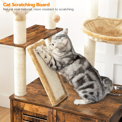 UNICORN Indoor Cat Condo Featuring a Tree with Toys Brown Gray White