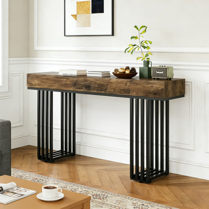 UNICORN 140cm Modern Industrial Rustic Console Table with Metal Frame Brown