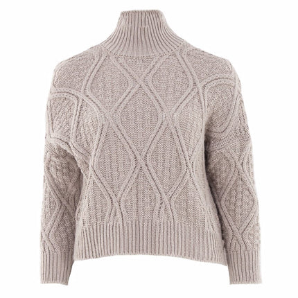 UNICORN Women's sweater cable knit beige black m xl