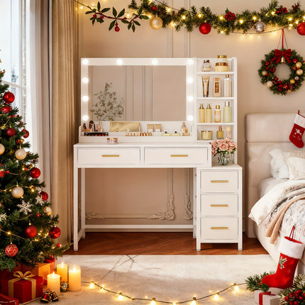UNICORN Vanity Dresser with Large Mirror, Modern, White, 40 × 110 × 141cm
