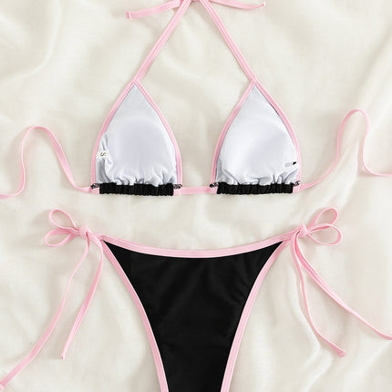 UNICORN Tie Side 2 Piece Bikini Swimsuit, Triangle Halter Tie Back Neck s m l