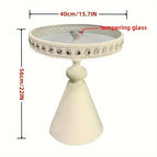 Beige + Lace Precious Stone + Tempered Glass Desktop