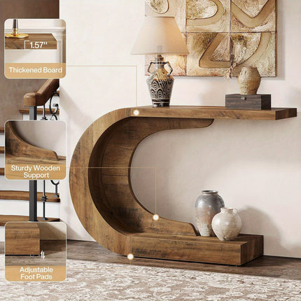 UNICORN 109.98cm Mid-Century Modern C-Shaped Console Table