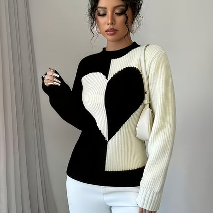 UNICORN Womens Valentine's Day Color-block Heart Pattern Pullover s m l xl