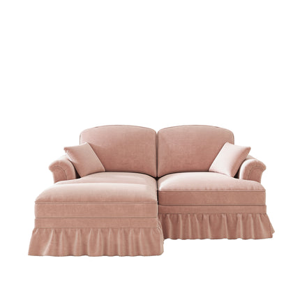 UNICORN Modular Mid-Century L-Shaped 2-Seater Chenille Sofa for Living Room Pink
