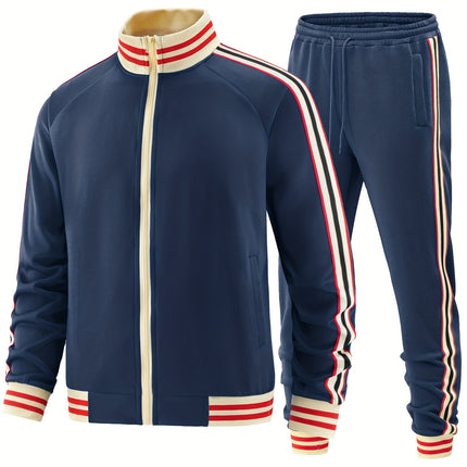 UNICORN Autumn Webbing Stripe Set, Stand Collar Zippered Sweatshirt s m l xl xxl xxxl