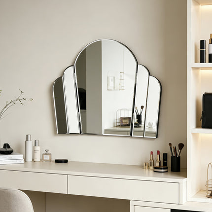 UNICORN Crown Shaped Hollywood Trifold Vanity Mirror 3 Way Adjustable Sliver Glass
