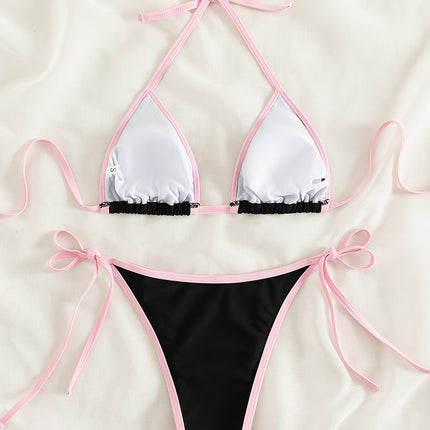 UNICORN Tie Side 2 Piece Bikini Swimsuit, Triangle Halter Tie Back Neck s m l