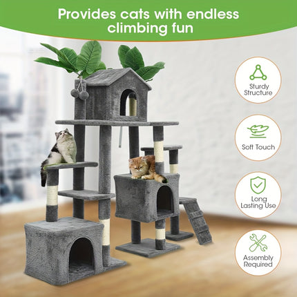 UNICORN 149.86 cm Tall Cat Tree Tower with Scratching Post Gray