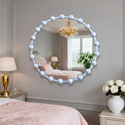 UNICORN Circular Wall Mirrors  Metal Beaded Frame, Perfect for Modern Decor in Bedrooms