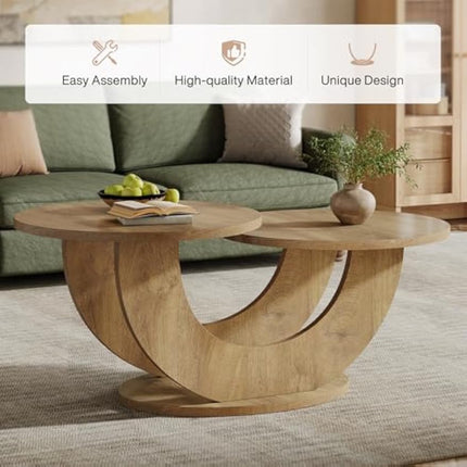 UNICORN Round Living Room Coffee Table Cocktail Table for Home, Apartment, Natural
