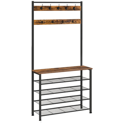 UNICORN 5-Tier Coat & Shoe Rack with Shoe Storage Dark Brown