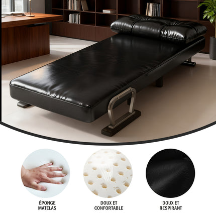 UNICORN 1-Seater Sofa Bed with Foam & Removable Cushion Cover - Modern Convertible Sleeper Suitable for Small Spaces Assembly Space-Saving Bed for Living Room Office Dorm - Faux Leather