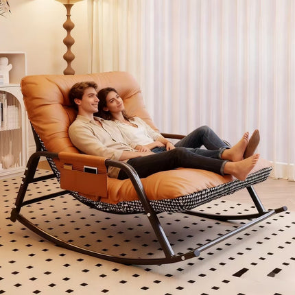 UNICORN Modern Bedroom Rocking Chair, Indoor Two-Seater Orange Beige Gray