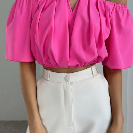 UNICORN Off-the-Shoulder Solid Color Short Blouse  Daily Wear, Parties, All-Season xs s m l