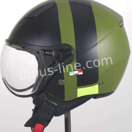 Scooter bromfiets zomerhelm jet helm vito roof boxer moda mat groen zwart blauw wit maten xs s m l xxl | Scooterhelm