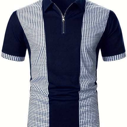 UNICORN Fashion POLO Shirt Short Sleeve Color Block Print Zipper Detail s m l xl