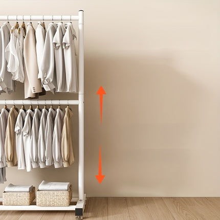 UNICORN Declaration Modern Double Tier Clothing Rack with Wheels golden black white