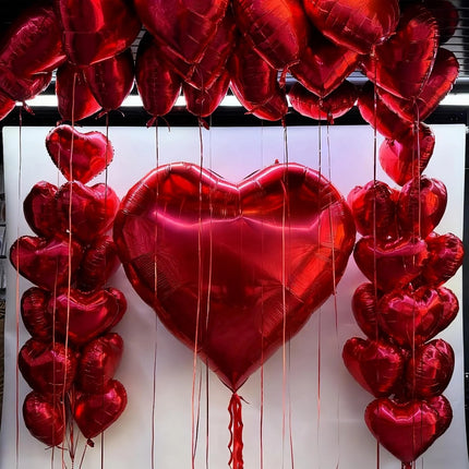 UNICORN 21pcs, 63-Inch Red Foil Balloons with 18-Inch Heart-Shaped Foil Balloons
