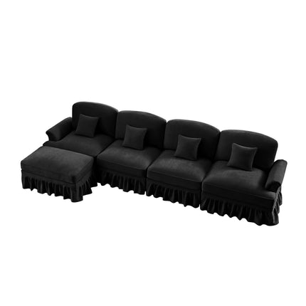 UNICORN L-Shaped 4-Seater Sofa Comfortable Seating for Living Room Black