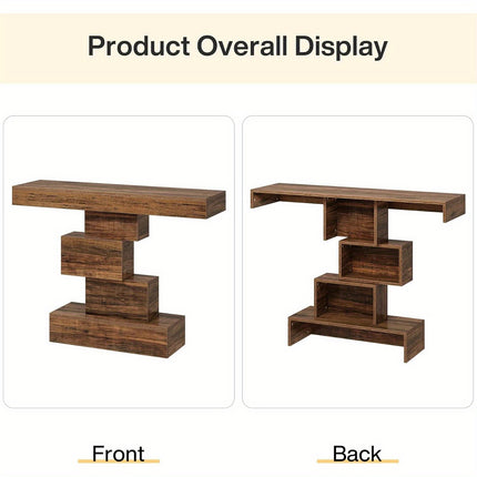 UNICORN Industrial Console Table, 108cm Narrow Wood Sofa Table Brown