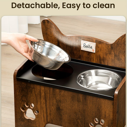 UNICORN Raised Dog Bowls, Elevated Dog Bowl Vintage Brown/Grey