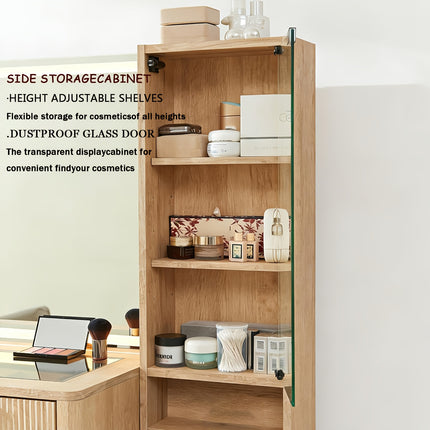 UNICORN Makeup Vanity Desk with 91.44cm HD Mirror, 121.92cm Desk Brown Gray