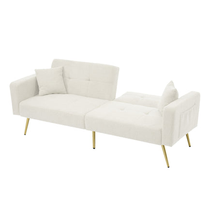UNICORN Modern minimalist sofa bed size: 175*64*72 cm angle adjustable gold bed legs sofa with cushions side storage pockets