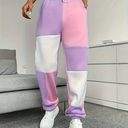 UNICORN Plus-size Color-blocked Wide-leg Pocket Casual Jogger Pants 0xl 1xl 2xl 3xl 4xl