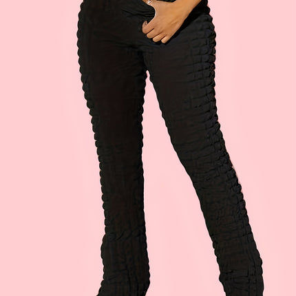 UNICORN Women High-Waisted Flare Pants Color Plaid Pattern xs s m l xl xxl