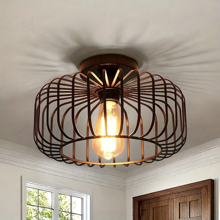 UNICORN 1pc Farmhouse Black Semi-Recessed Ceiling Light