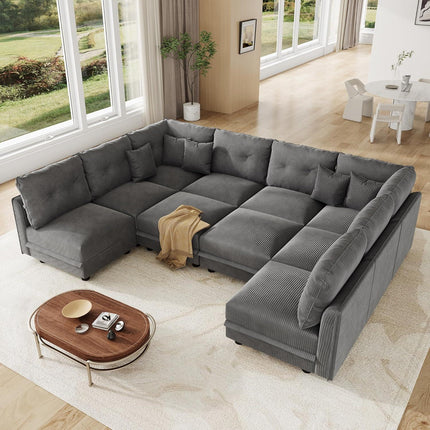 UNICORN Large Modular Sectional Sofa with Storage Seats Grey Green Beige