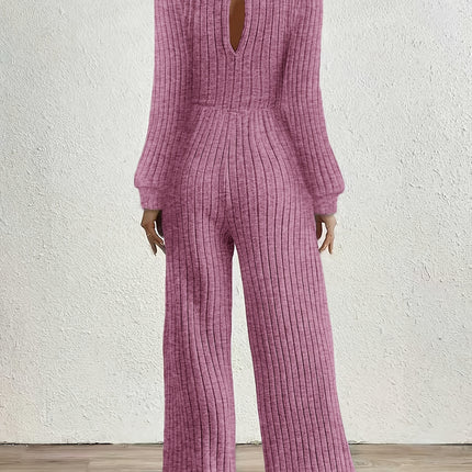 UNICORN High Neck Long Sleeve Versatile Womens Jumpsuit Solid Color s m l xl